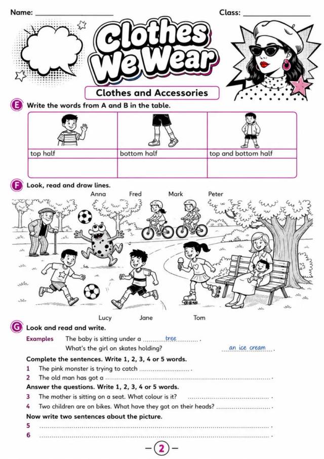 Cambridge MOVERS - Clothes We Wear - Practice 2 | Free Worksheet primary printable PDF preview