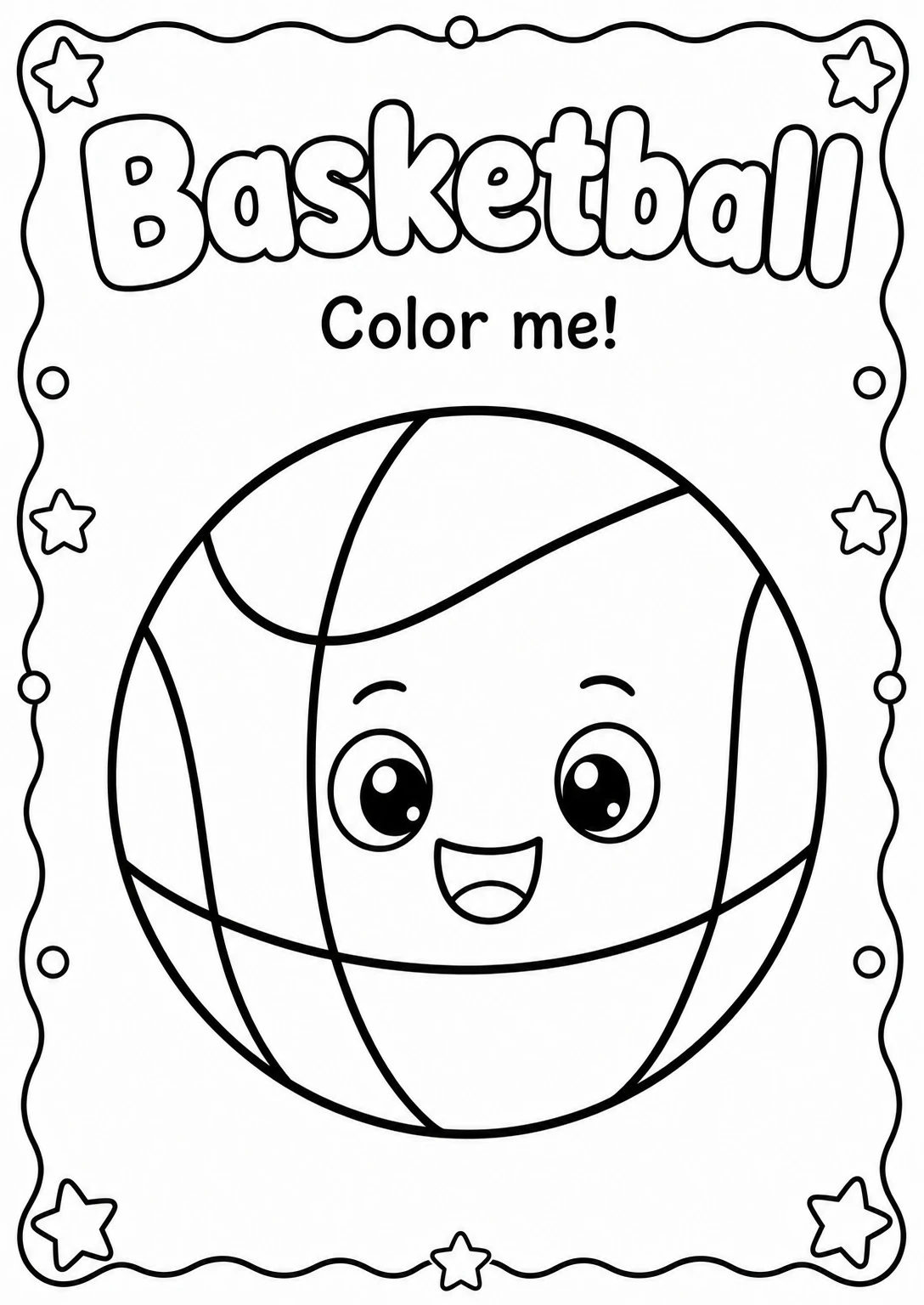 Basketball Coloring Pages — free printable Kindergarten Art worksheet