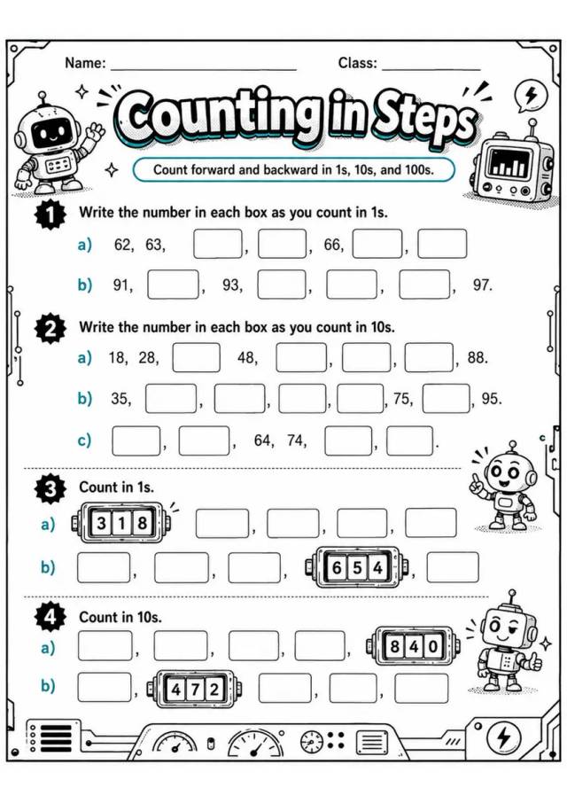Counting in Steps - Grade 3 Math Worksheet - grade 3 Reading, explanation, and short-response questions grade 3 printable PDF preview