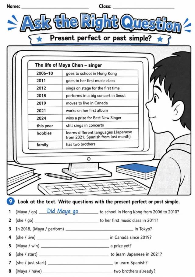 Ask The Right Question | Grade 5 Grammar Worksheet grade 5 printable PDF preview