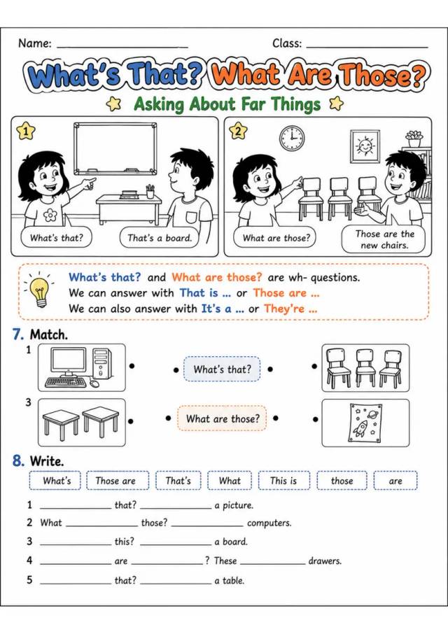 What'S That? What Are Those? | Grades 2-3 Grammar Worksheet grades 2 3 printable PDF preview