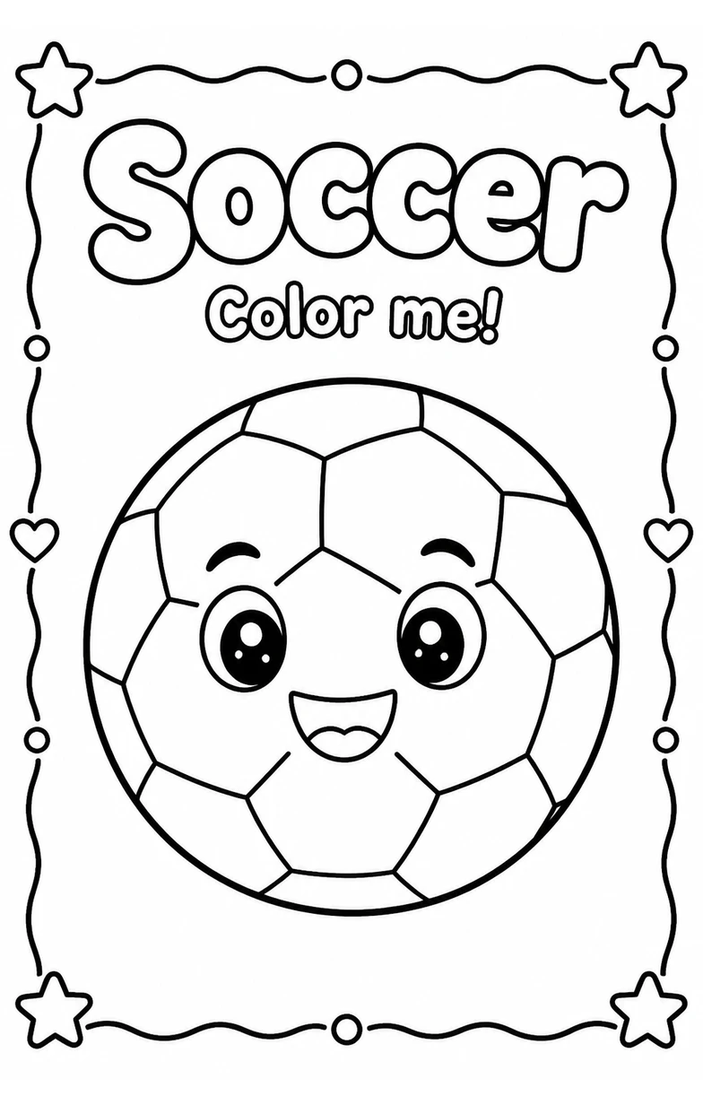 Soccer Coloring Pages — free printable Kindergarten Art worksheet