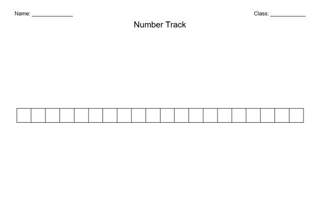 Blank number track printable template showing two rows of empty equally spaced boxes for students to fill in a number sequence