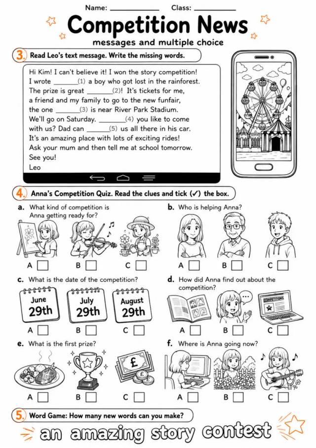 Cambridge Flyers - Competition News | Free Worksheet primary printable PDF preview