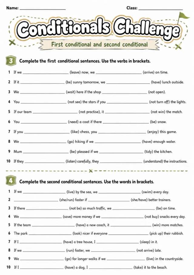 Conditionals Challenge | Grades 5-6 Grammar Worksheet grades 5 6 printable PDF preview