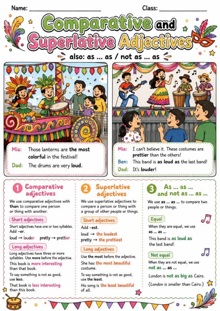 Comparative and Superlative Adjectives Pack - 2 Worksheets | Grade 5 grade 5 printable PDF preview