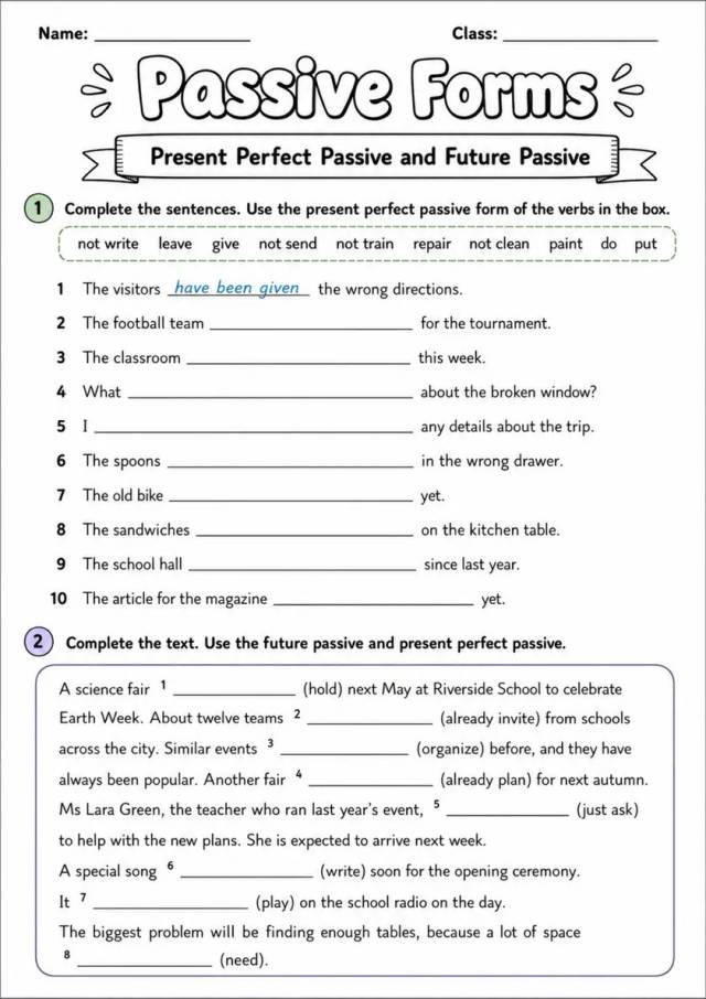 Passive Forms | Grades 5-6 Grammar Worksheet grades 5 6 printable PDF preview