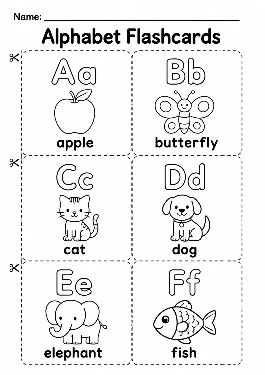 Alphabet flashcards worksheet for Kindergarten