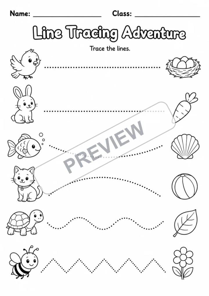Handwriting and Fine Motor Practice | 3 Worksheets | PreK-Kindergarten watermarked worksheet preview