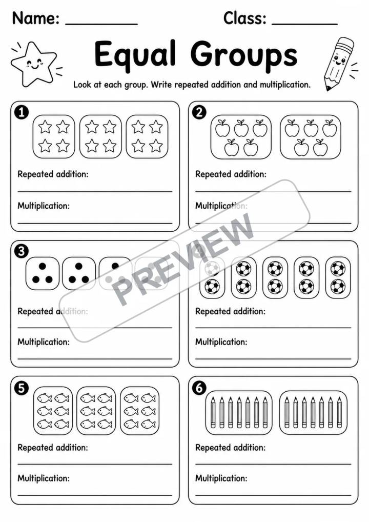 Multiplication Facts Practice | 5 Worksheets | Grade 3 watermarked worksheet preview
