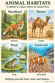 Animal Habitats Watercolor Poster