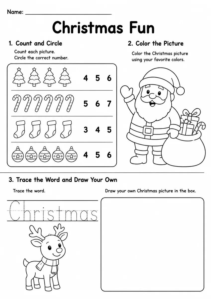 Christmas worksheet worksheet for Kindergarten