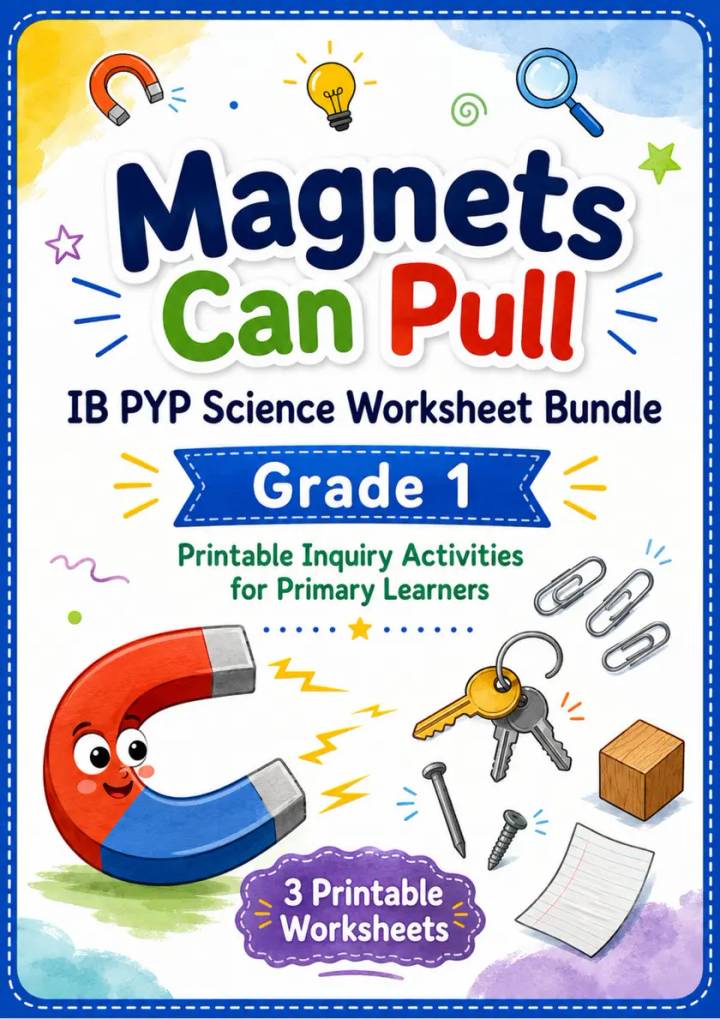 Magnets Can Pull Worksheets | Grade 1 PYP Science grade 1 printable PDF preview