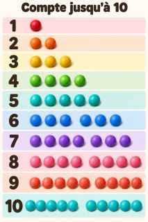 Aperçu de Affiche « Compte jusqu’à 10 » avec des perles colorées
