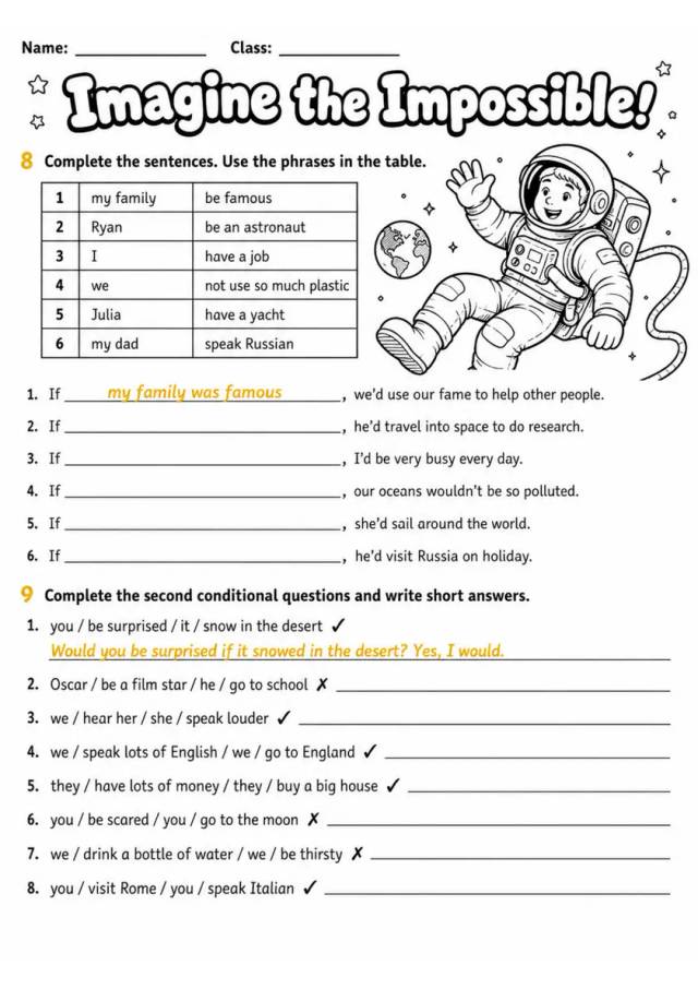 Second Conditional: Imagine The Impossible! | Grades 5-6 Grammar Worksheet grades 5 6 printable PDF preview