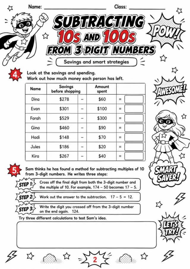 SUBTRACTING - Grade 3 Math Worksheet - WKS-MAT-grade-3-XH-0091-EN grade 3 printable PDF preview