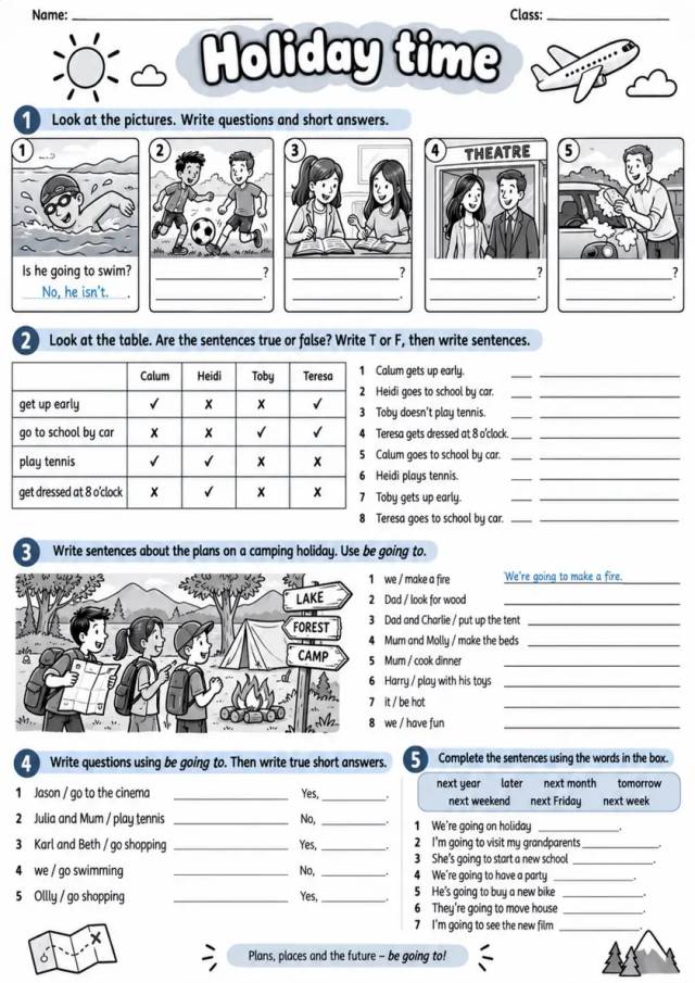 Present Simple: Holiday Time | Grades 3-4 Grammar Worksheet grades 3 4 printable PDF preview