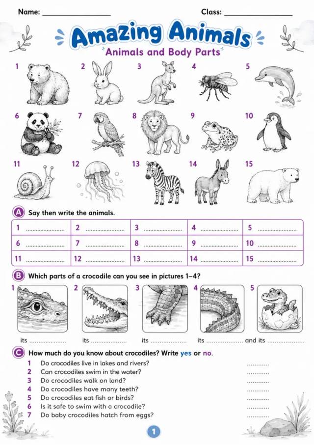 Cambridge MOVERS - Amazing Animals | Free Worksheet primary printable PDF preview