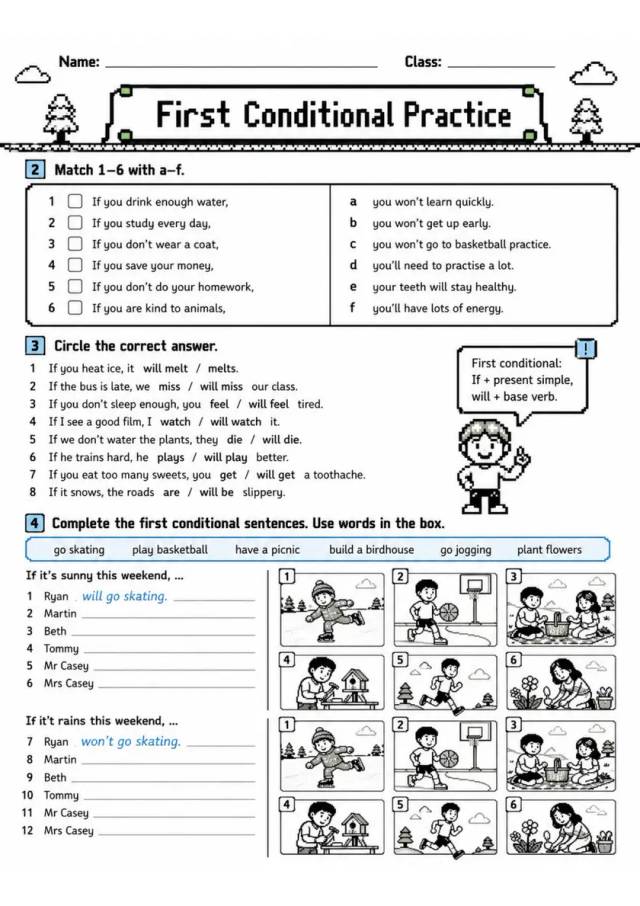 First Conditional Practice | Grade 5 Grammar Worksheet grade 5 printable PDF preview