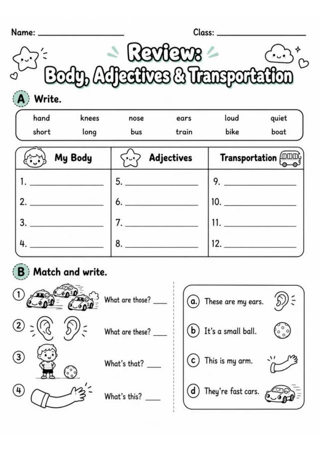 Review | Grade 2 English Language Arts Worksheet grade 2 printable PDF preview