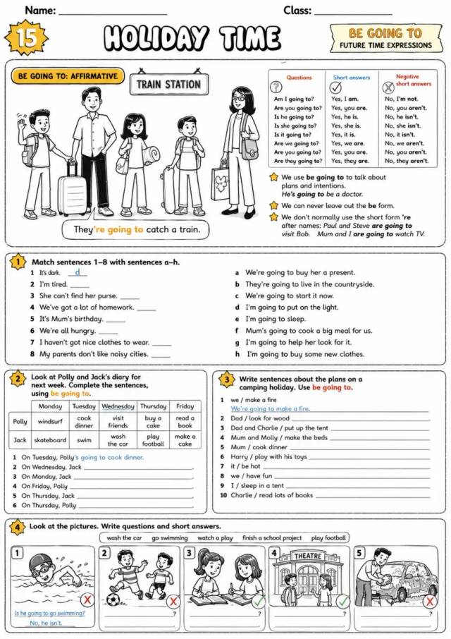 Be Going To Future: Holiday Time 4 | Grades 3-4 Grammar Worksheet grades 3 4 printable PDF preview