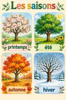 Affiche « Les saisons » à l’aquarelle botanique