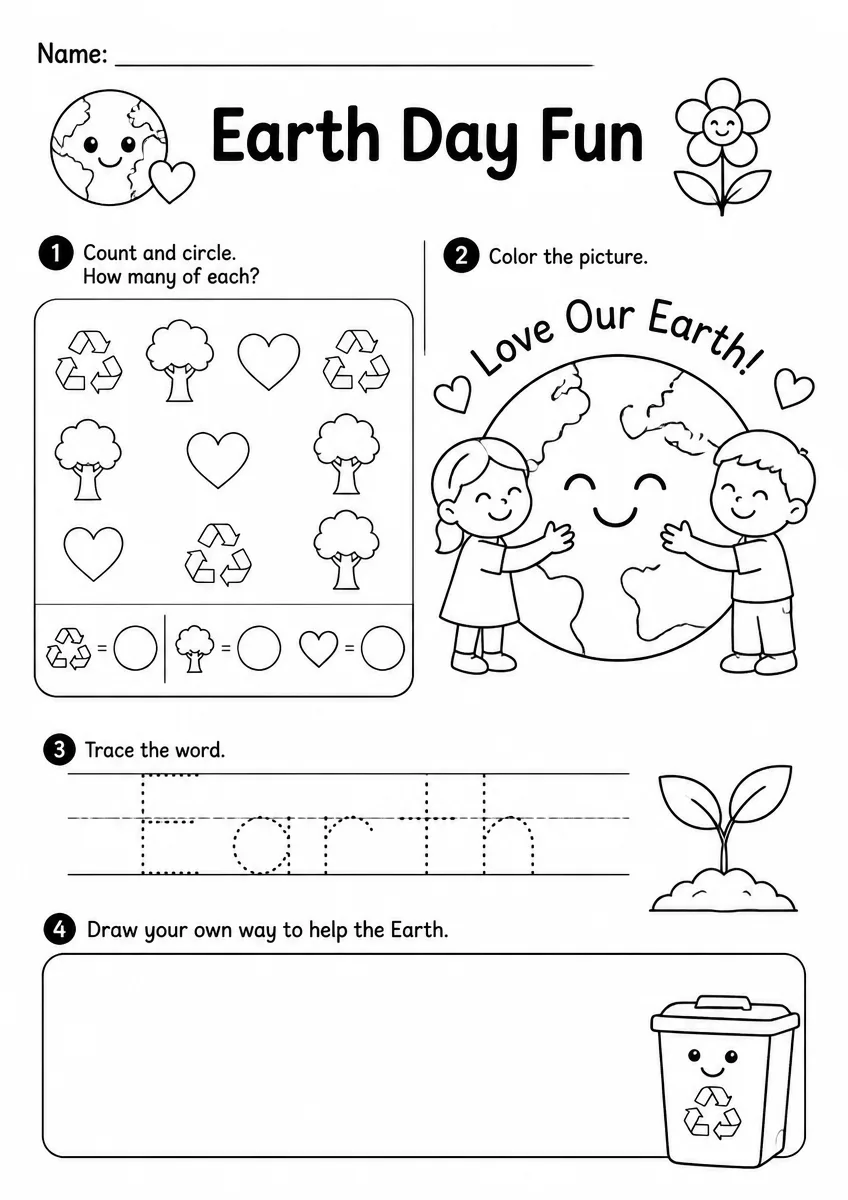 Earth Day worksheet worksheet for Kindergarten
