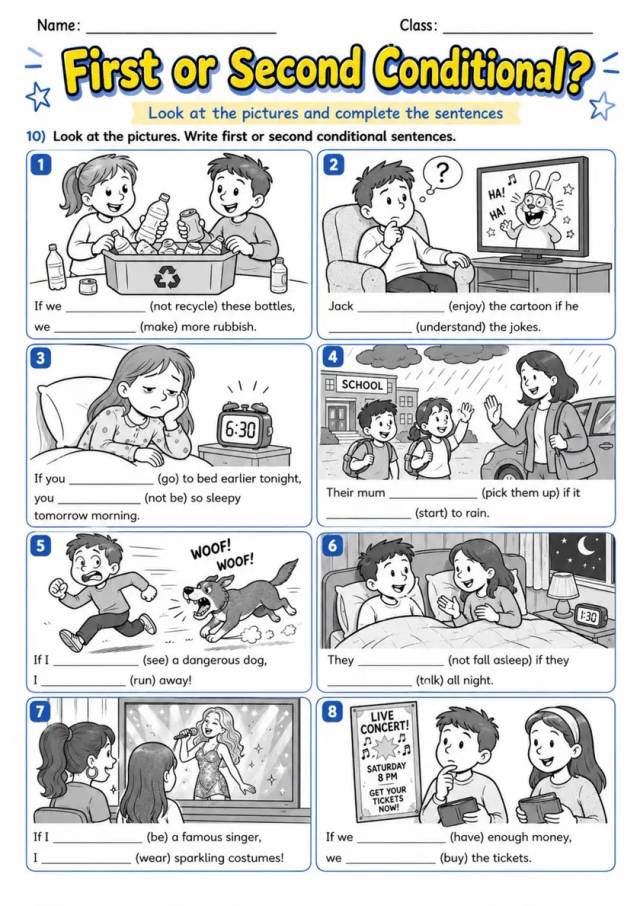 Mixed Conditionals: First Or Second Conditional? | Grades 5-6 Grammar Worksheet grades 5 6 printable PDF preview