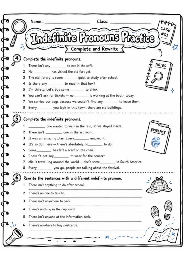 Indefinite Pronouns Practice | Grade 5 Grammar Worksheet grade 5 printable PDF preview