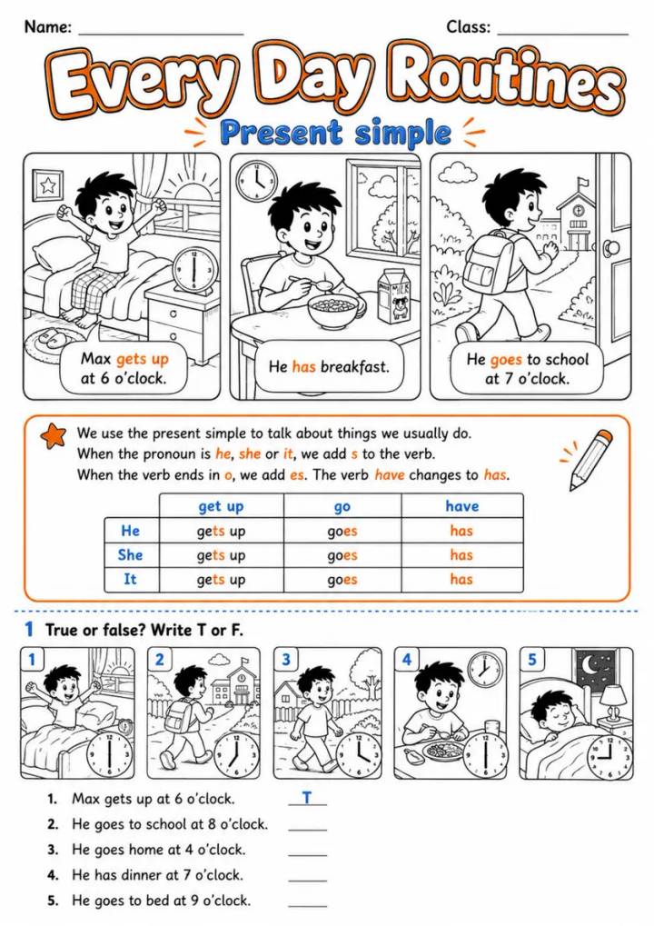 Daily Routines Pack - 2 Worksheets | Grades 2-3 grades 2 3 printable PDF preview