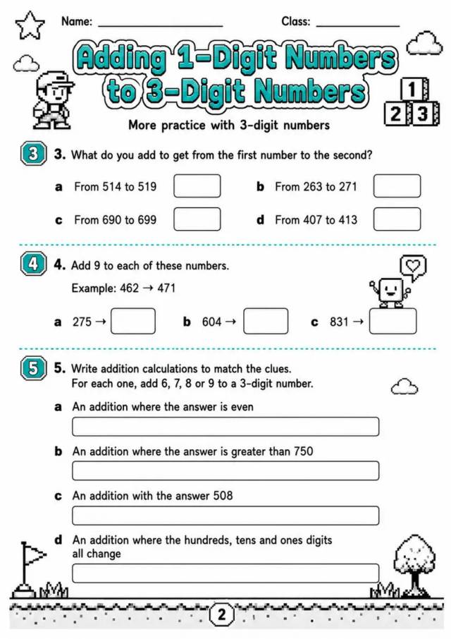 Adding 1-Digit Numbers to 3-Digit Numbers - Grade 3 Math Worksheet - grade 3 Labeling, matching, sorting, and classification grade 3 printable PDF preview