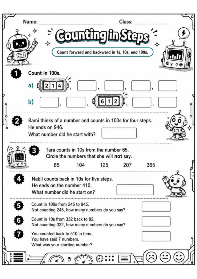 Counting in Steps - Grade 3 Math Worksheet - grade 3 Printable independent practice grade 3 printable PDF preview