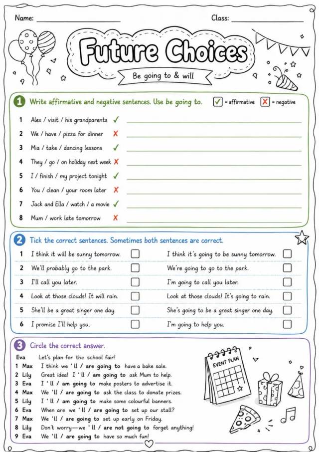 Future Choices | Grades 5-6 Grammar Worksheet grades 5 6 printable PDF preview