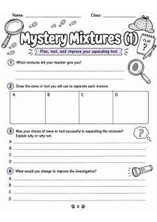 Mystery Mixtures (1) - Grade 3 Science Worksheet grade 3 printable PDF preview