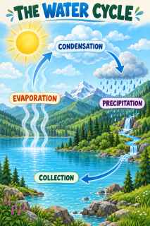 Mountain Lake Water Cycle Poster