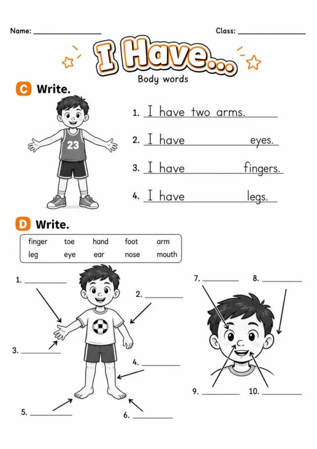 I Have... | Grade 1 Vocabulary Worksheet grade 1 printable PDF preview