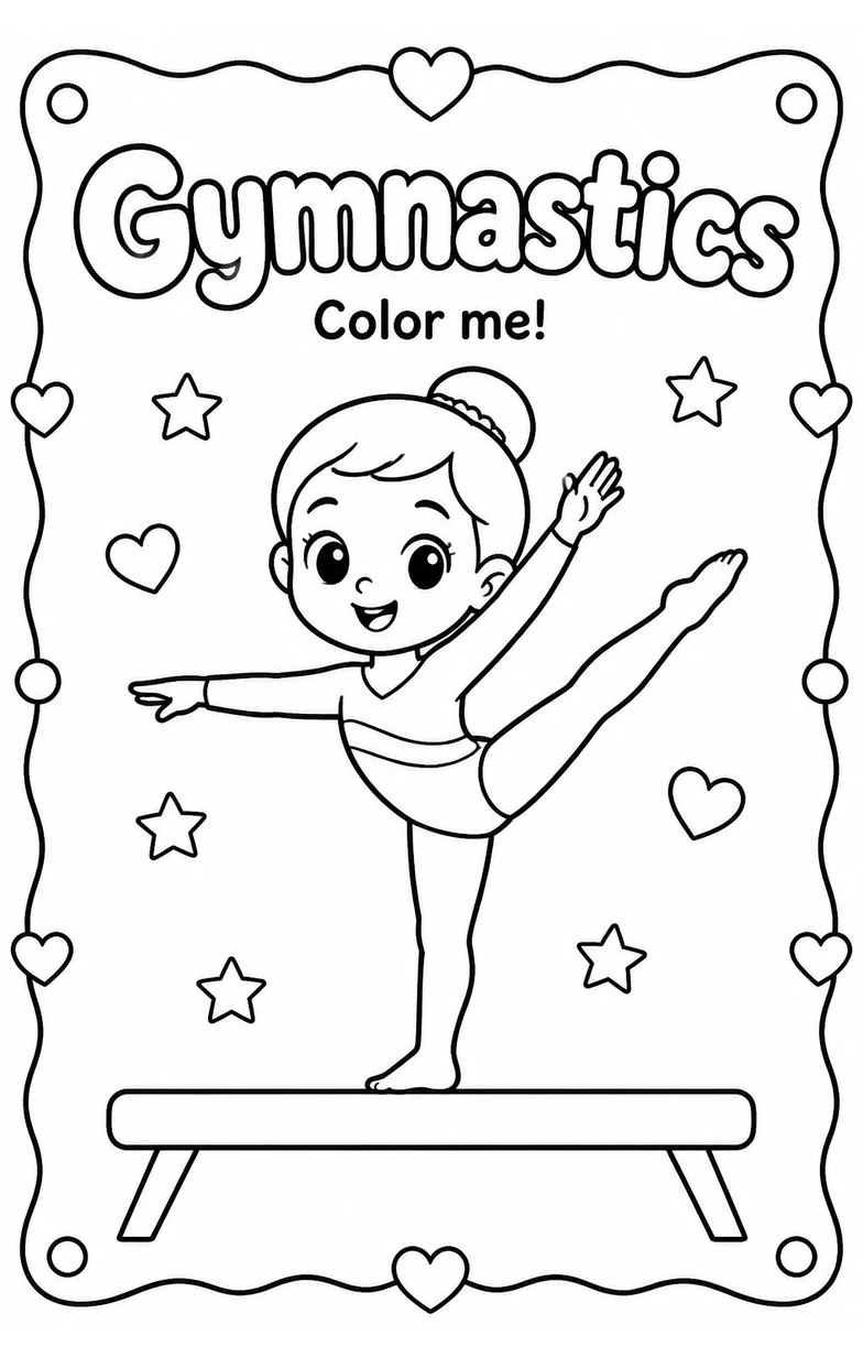Gymnastics Coloring Pages — free printable Kindergarten Art worksheet