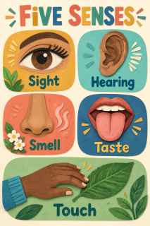 Cut-Paper Five Senses Poster