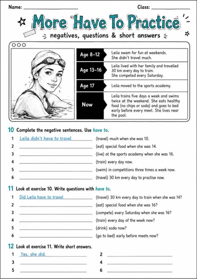 More 'Have To Practice | Grade 5 Grammar Worksheet grade 5 printable PDF preview