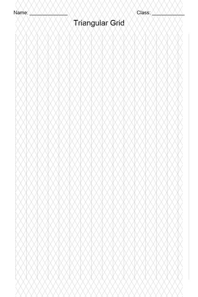 Blank printable triangular tessellation grid filled with equilateral triangles forming a seamless tiling pattern on white paper
