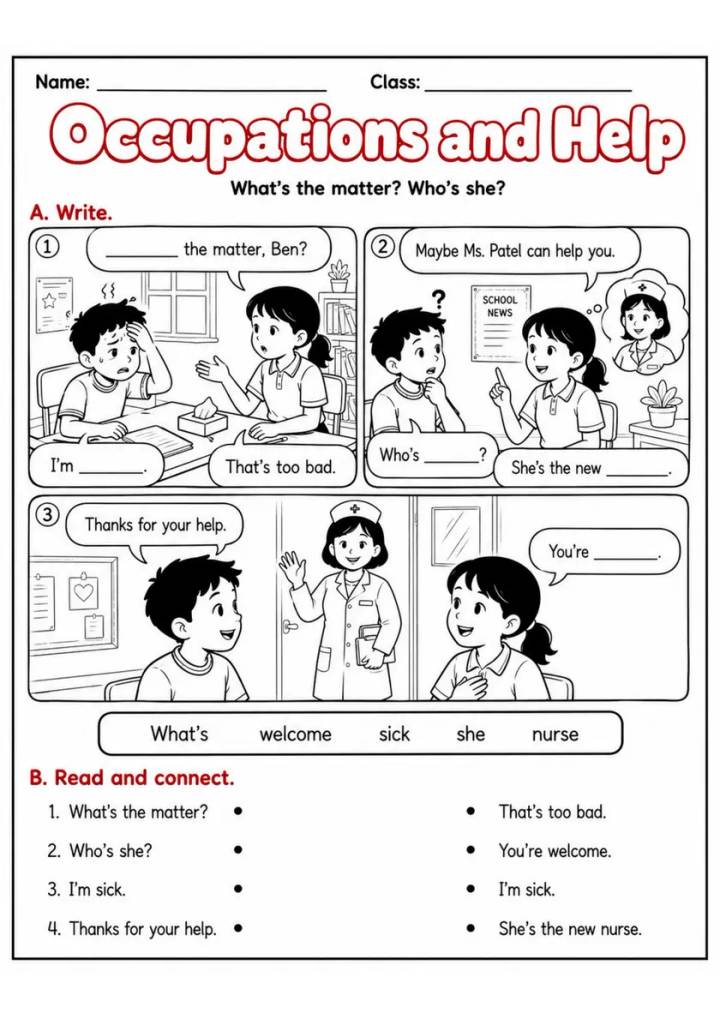Jobs and Occupations Pack - 6 Worksheets | Grades 2-3 grades 2 3 printable PDF preview
