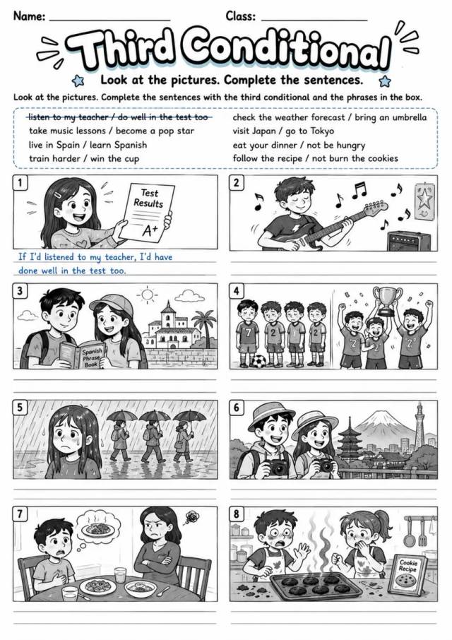 Third Conditional 4 | Grades 5-6 Grammar Worksheet grades 5 6 printable PDF preview