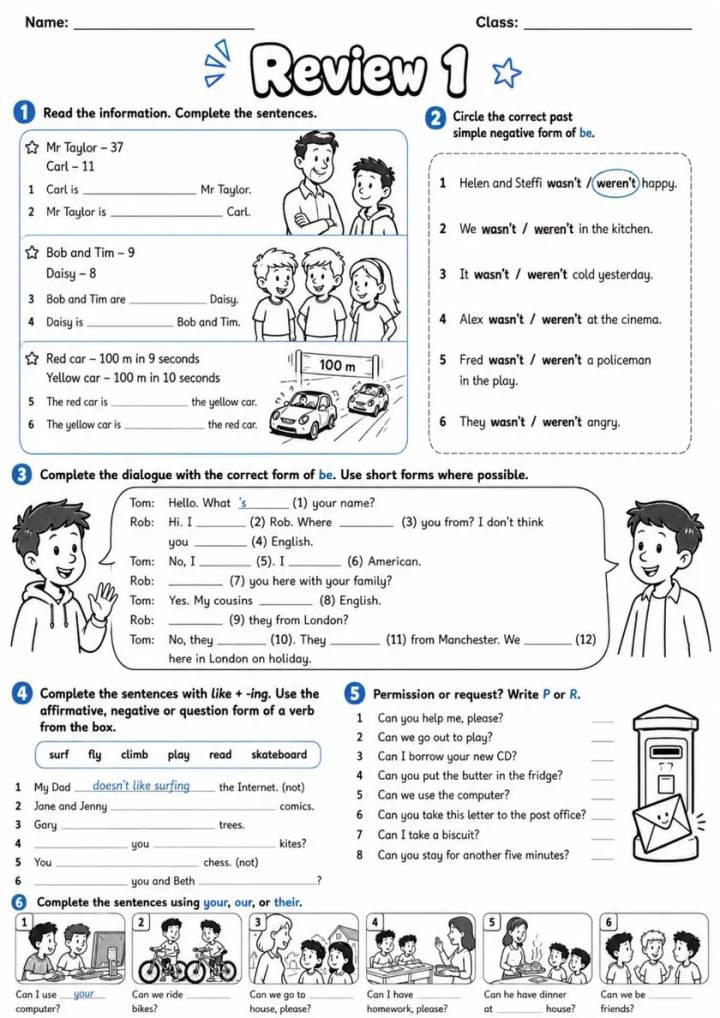 Mixed Grammar Review Pack - 2 Worksheets | Grades 3-4 Grammar grades 3 4 printable PDF preview