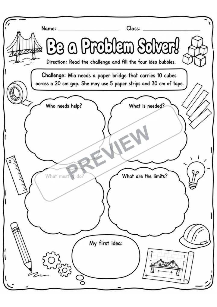 STEM Building Challenges Independent Work Packet | 3 Worksheets | Grades 2-5 watermarked worksheet preview