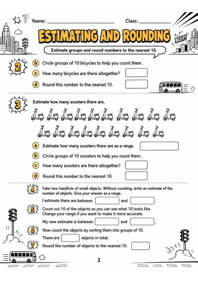 ESTIMATING AND ROUNDING - Grade 3 Math Worksheet - grade 3 Labeling, matching, sorting, and classification grade 3 printable PDF preview