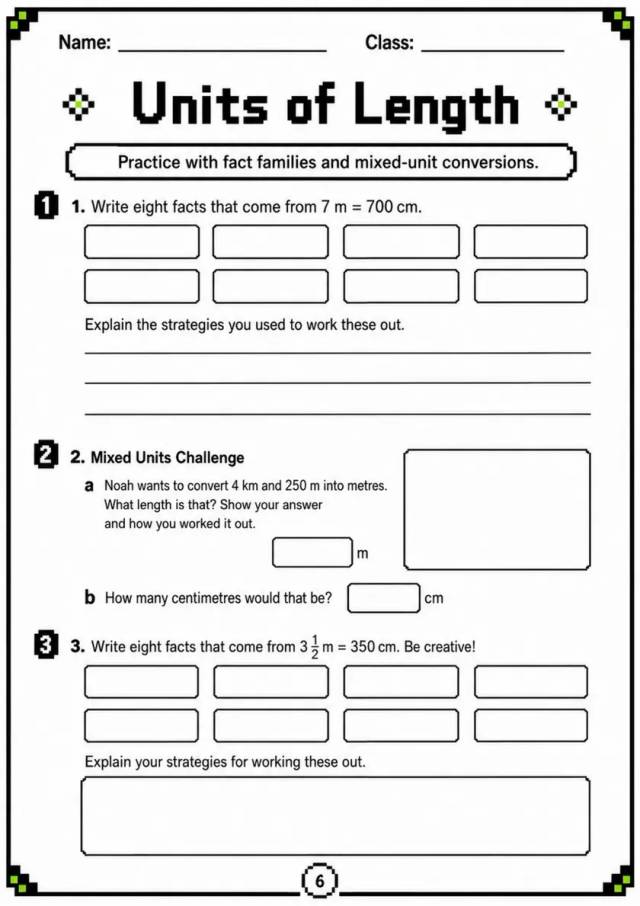 Units of Length - Grade 3 Math Worksheet - grade 3 Reading, explanation, and short-response questions grade 3 printable PDF preview