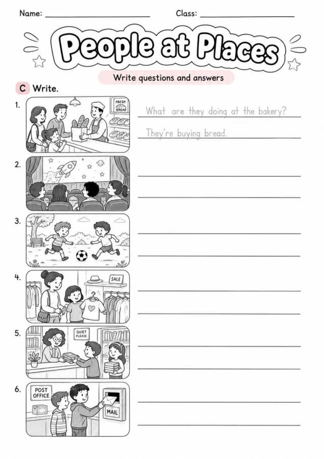 People At Places | Grade 2 Vocabulary Worksheet grade 2 printable PDF preview