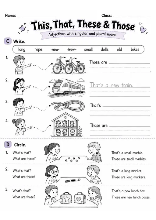This, That, These & Those | Grade 2 English Language Arts Worksheet