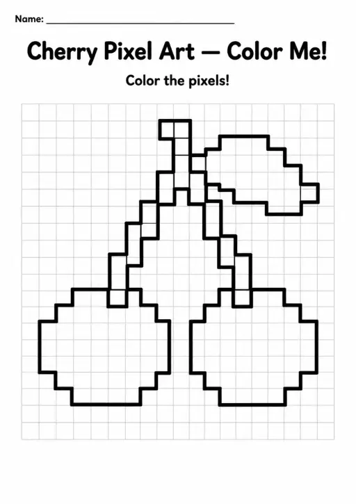 Cherry Pixel Art Coloring Page