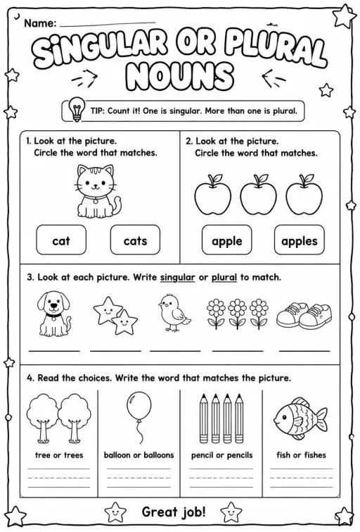 Choose the singular or plural noun that matches the picture
